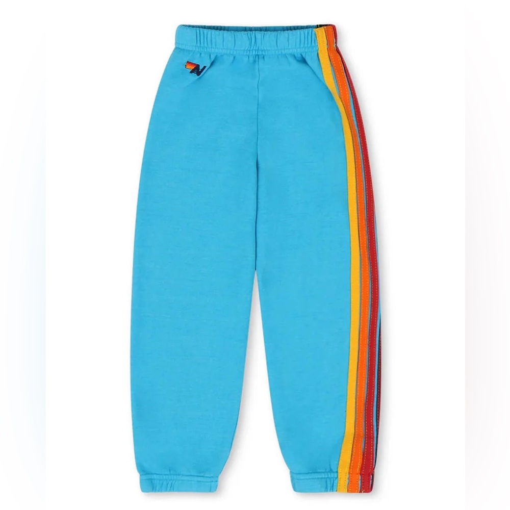 Aviator Nation Kids Blue Joggers with Rainbow Side Stripes size 10